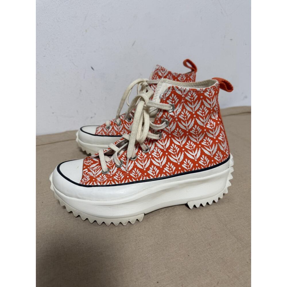Converse Run Star Hike Shoes women Size 6.5 Orange Floral High Top Platform
